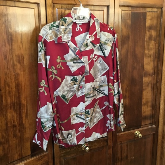 J H Collectibles silk button down shirt, size size 2P, - Picture 1 of 3